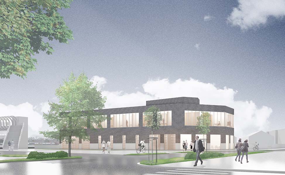 Etude de faisabilité d’un bâtiment tertiaire - SNCF - la Roche-sur-Yon (85)<br>Document Topos Architecture - Archicad 19 - Cinema 4d - Adobe Photoshop