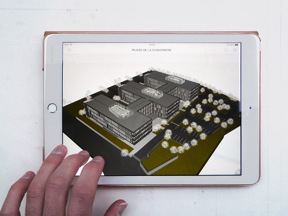 Maquette BimX - Phase PRO - Immeuble de bureaux P2i à Saint-Herblain (44)<br>Document Topos Architecture - Archicad 19 - BimX