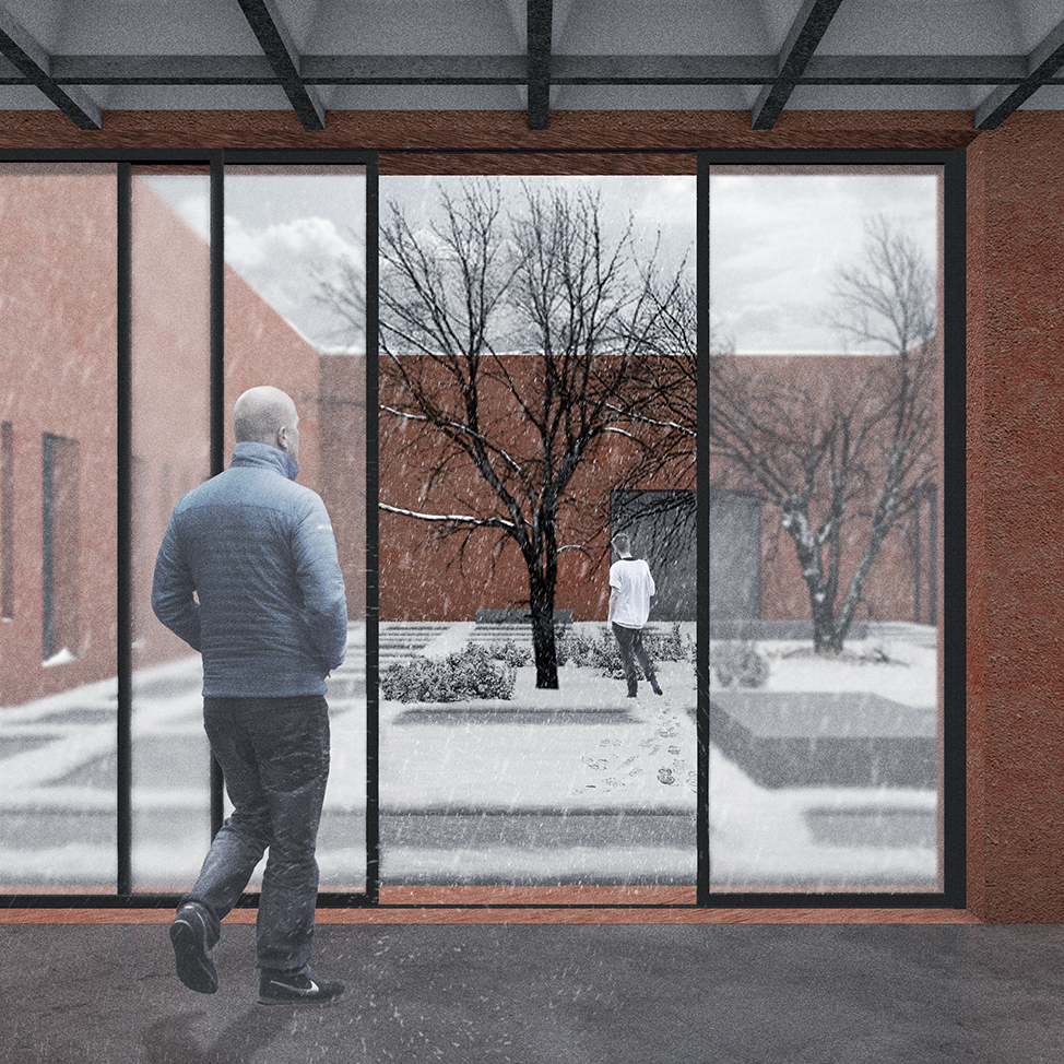Perspective sur Cloître.<br>Document personnel - Cinema 4d - Adobe Photoshop