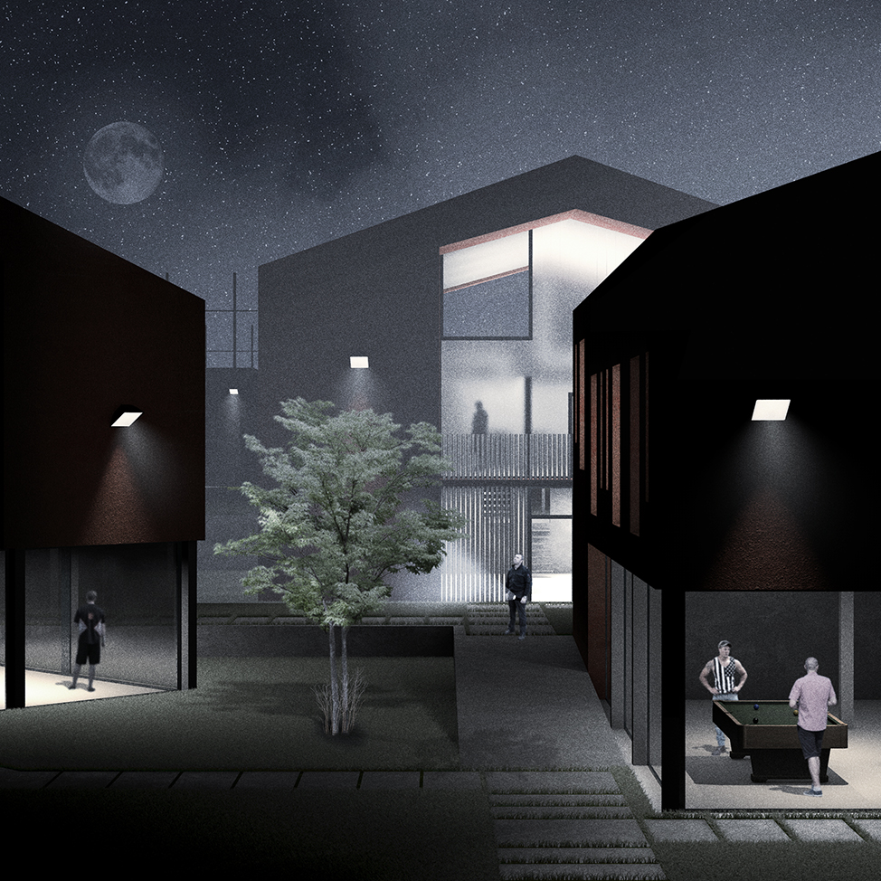 Perspective sur village.<br>Document personnel - Cinema 4d - Adobe Photoshop